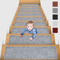 3-PC 76x20cm Non-Slip Stair Treads/PVC Carpet with Reusable Adhesive for Enhanced Safety