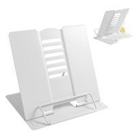 Adjustable Metal Book Stand for Hands-Free Reading Comfort (Full White)