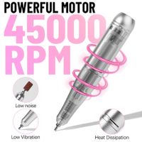 Portable 45000RPM Professional Electric Nail Drill Machine for Salon-Quality Gel Nail Care at Home (White)