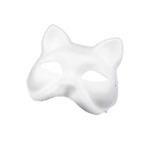 Blank White Paper Cat Masks for Hand Painting and Customization (Pack of 3)