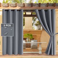 2X Grommet Outdoor Blackout Curtains Waterproof & thermal insulated,Blocks sunlight & heat Perfect for porches,cabanas,patios(132x213cm)