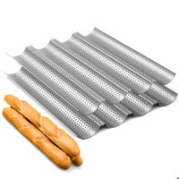 2-Pack Nonstick Toaster Pan/Perforated Baguette Pan/Mold Oven (15" x 13") for French Bread Baking (4 Wave Loaves)