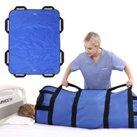 Elderly Assistance 120*100cm Blue Positioning Bed Pad: With Handles, Belts, and Washable Incontinence Mattress for Patient Lifts