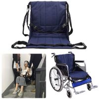 Complete Patient Transfer System: Blue 4-Handle Evacuation Chair, Safety Belt, and Sliding Transfer Disc