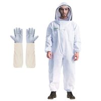 Professional Beekeeper Suit Bee Outfit with Gloves and Ventilated Hood for Maximum Safety and Comfort(Size:XXL)