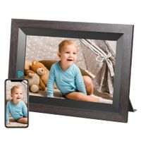 Crystal-clear 10.1-inch Smart WiFi Digital Photo Frame with 1280x800 IPS vibrant Touch Screen,Auto-Rotate,16GB Memory,Seamless Sharing via Frameo App(All Black Wooden Frame)