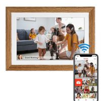 Smart WiFi 10.1 Inch Digital Photo Frame with 1280x800 IPS LCD Touch Screen, Ample 16GB Storage, Auto Rotate, Instantly Share Pics Via APP-Wooden