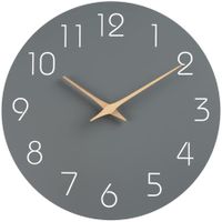 10 Inch Silent Wall Clock, Non-Ticking, Battery Operated, Modern Wooden Decorative Clock for Home, Kitchen, Bedrooms, Office (Grey)