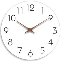 10" Modern Wooden Silent Wall Clock - Battery Operated, Perfect for Home, Office, and Kitchen Decor (White)