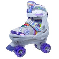 Adjustable Kids Roller Skates with Light Up Wheels (Size 26-33, Purple)