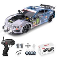 Remote Control Car 1:16 2.4GHz 4WD RC Drift Car,Rechargeable 18KM/H+ High Speed RC Cars Racing Car with Spray,Cool Lights,Two Batteries and Extra Tires Toy Car (Must)