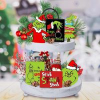 Christmas Tiered Tray Decorations, 6Pcs Wooden Signs Table Centerpieces for Holiday Indoor Home Table Top Decorations, Tray not included