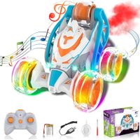 Remote Control Car for Kids, Mini Car 2.4GHz 4WD Racing Car with Colorful Lights & Music Switch, Rotating Car Toy for Kids (Orange)