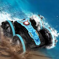 Amphibious Remote Control Car Boat for Kids, 2.4Ghz Waterproof RC Monster Truck Stunt Car, Birthday Gift for Boys and Girls, Blue