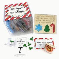 24 Day Magic Elf Joke Kit Christmas Surprise Calendar with Hide Seek Props,Holiday Riddles Decorations Elf-Themed Party Supplies