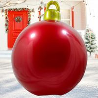 30cm Inflatable Christmas Ornament Outdoor PVC Inflatable Decorated Ball for Holiday Party Garden Yard Indoor Xmas Decorations (Red)