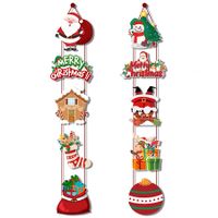 Set of 2 Santa Claus Christmas Door Hangings Festive Party Decorations for Indoor Outdoor Use