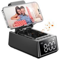 Cell Phone Stand Bluetooth Speaker with Anti-Slip Base,HD Surround Sound,Cool Multi Functional Gadget,Unique Gift for Him,Her,Husband,Wife,Dad,Mom (Black)