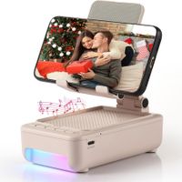 Cell Phone Stand with Bluetooth Speaker and Led Color Changing Light,Unique Gifts for Women Dad Her Husband,Birthday Gifts for Men (White)