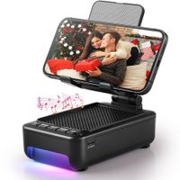 Cell Phone Stand with Bluetooth Speaker and Led Color Changing Light,Unique Gifts for Women Dad Her Husband,Birthday Gifts for Men (Black)