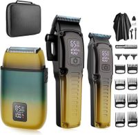 Professional Barber Hair Clippers Trimmer Shaver Set for Men,Cordless Hair Cutting Kit & Zero Gap T-Blade Trimmer