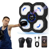 Music Boxing Machine,Smart Bluetooth Trainer Equipment with Gloves,Wall-Mounted Boxing Music Workout Machine,LED Electronic Focus Training (Black)