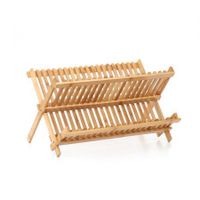 Dish Rack Bamboo Foldable Drainer Drying Dish Holder Plate Utensil Cultery Tray