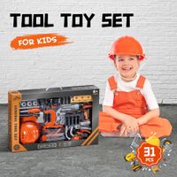 Kids 31pcs Tool Set Construction Toys Childrens Kit Plastic Building Repair Learning Pretend Role Play Educational Developmental Playset