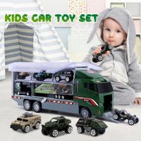 Army Truck Toy Car Military Force Model Carrier Storage Play Set Toddler Boys Gift Tank Jeep Mini Helicopter Vehicle Transport Battlefield Soldiers 18 In 1