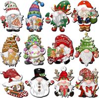 36 Pcs Wooden Gnome Christmas Ornaments, Hangable Christmas Gnomes Decorations for Tree & Window，Christmas Ornaments Set for Kids