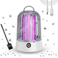 Electric Mosquito Zapper, Portable Rechargeable Bug Zapper, Waterproof Insect Killer, Electric Fly Zapper for Home, Patio, Camping (Grey)