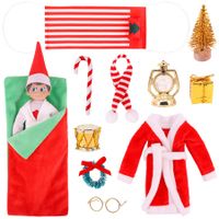 Elf on shelf Christmas Accessories for Elf Doll, Santa Clothing Babie Fashion Dressup GiftsGreen Sleep bag  Doll Not included