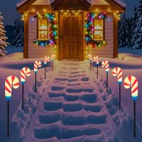 Solar Lights Outdoor Christmas Decorations: Candy Cane Light Colorful for Yard Decor Outside, LED Pathway Stake Lighted Waterproof Garden Decorative