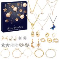 Christmas Beauty Jewelry Advent Calendar 24-Day Countdown with Stunning Necklaces Rings,and Earrings