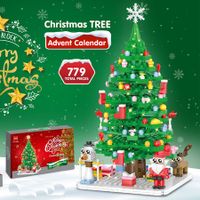 Advent Calendar for Kids Teens Adults, 24 Days Surprise Christmas Tree Building Blocks Christmas Countdown Calendar Gift Box with 779 PCS Xmas Building Bricks Toy Decor for Boys Girls Women Men Age 6 Up