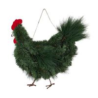 Christmas Rooster Plush Wreath,Christmas Decorations Front Door Decoration  Artificial Garland