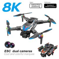 8K Dual Camera Drone 2.4G Brushless Optical Flow Obstacle Avoidance Aerial Photography Drone Color Silver And Blue