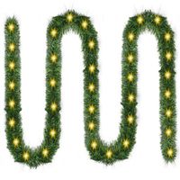 4.5M Green Christmas Garland with 50 LED Lights Battery Operated Xmas Pine Garland for Christmas Tree Indoor Outdoor