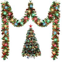 5M Christmas Lighted Garland Tree Decoration Prelit Tinsel Battery Operated 54 LED Christmas Multicolor for Xmas Home