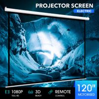 120 Inch Projector Screen Large Motorised Electric Ceiling Wall Mounted Roll Up Down Projection Home Movie Cinema Theatre