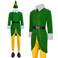 Budby the Elf Costume Mens Christmas Elf Costume with Wig Cosplay Full Set Holiday Party Costumes (Size:XX-Large)