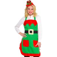 Party City Christmas Elf Fabric Apron,One Size Fits Most