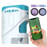 Portable 1080P Handheld Microscope 1000X With Photo And Video Functions Educational Mini Pocket Outdoor Toy For Kids Color White And Blue