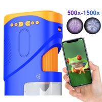 Portable 1080P Handheld Microscope 1000X With Photo And Video Functions Educational Mini Pocket Outdoor Toy For Kids Color Blue