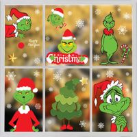 Christmas Decorations Indoor Window Clings, Cute Grinch Window Stickers Decals for Kids Home School Office Winter Decor