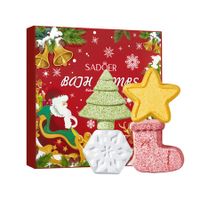 Bubbly Organic Bath Bombs Gift Set of 4  Christmas Tree Ginger bread Bath Salt Balls  Skin Cleansing Softening Christmas Birthday Gifts