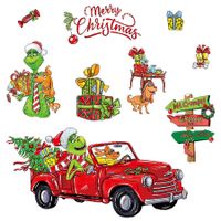 Christmas Decorations Indoor Window Clings, Cute Grinch Wall Window Stickers Decals for Kids Home School Office Winter Decor