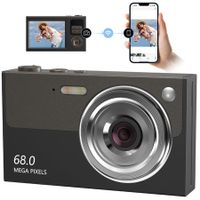 Digital Camera,4K Kids Camera AF with 32GB SD Card,16X Zoom,Cameras for Photography,Compact Point and Shoot Camera (Black)