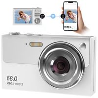 Digital Camera,4K Kids Camera AF with 32GB SD Card,16X Zoom,Cameras for Photography,Compact Point and Shoot Camera (White)