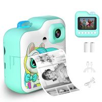 Instant Print Camera for Kids Selfie Digital Camera with Videorecord/Mini-Games, Portable Travel Toy for 6+ Years Old Girl with Print Paper & 32G Card